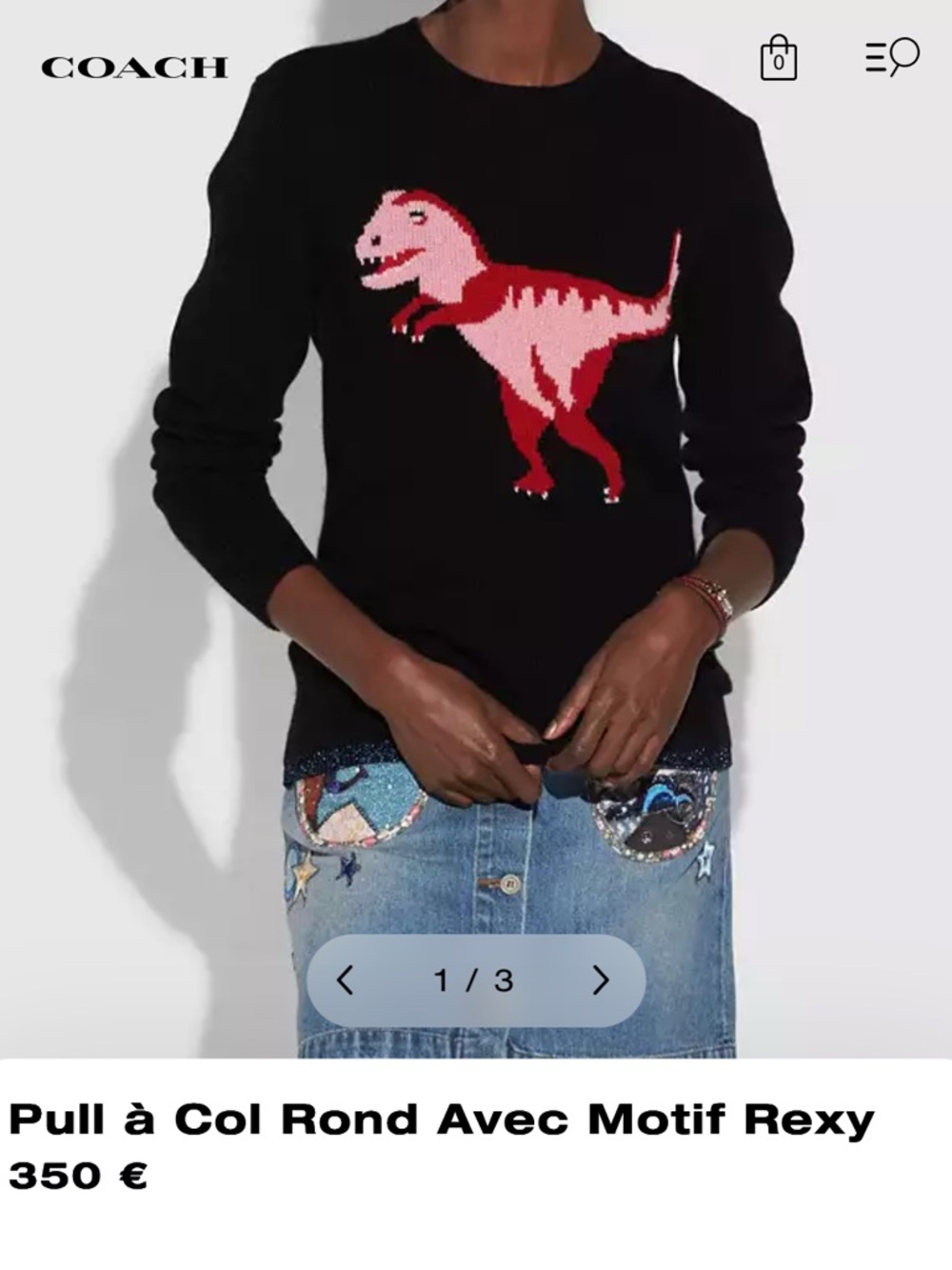 💗🦖COACH 1941 Pink Super Fuzzy Sweater REXY DINOSAUR Size M 🦖💗